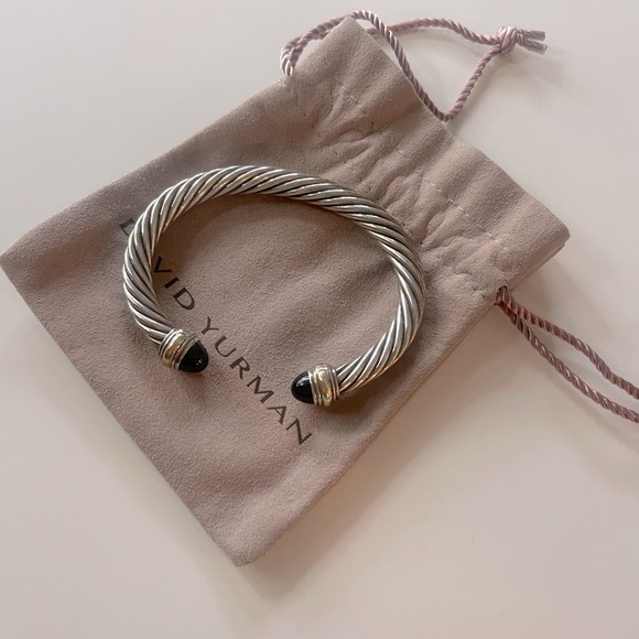 Cable Bracelet with Gemstone and 14K Gold in Silver, 5mm - Picture 5 of 6